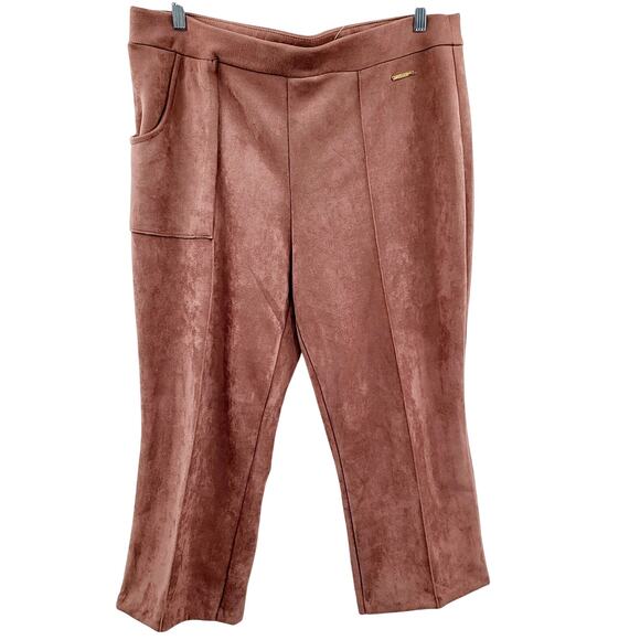 Marc New York Andrew Marc Soft Pink Faux Suede Pull-On Seamed Casual Pants Sz XL - Picture 1 of 8